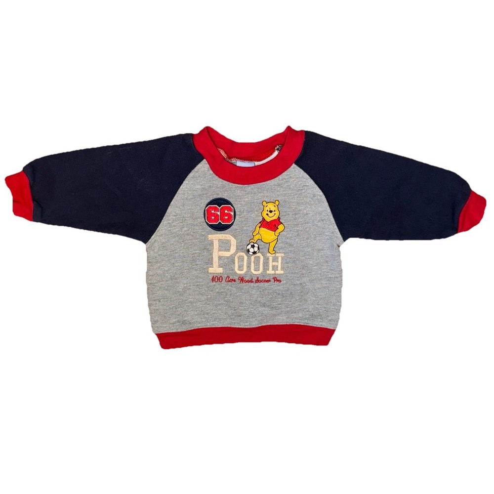 VTG Winnie The Pooh Soccer Ball 100 Acres Sweatshirt Top 6/9 Months